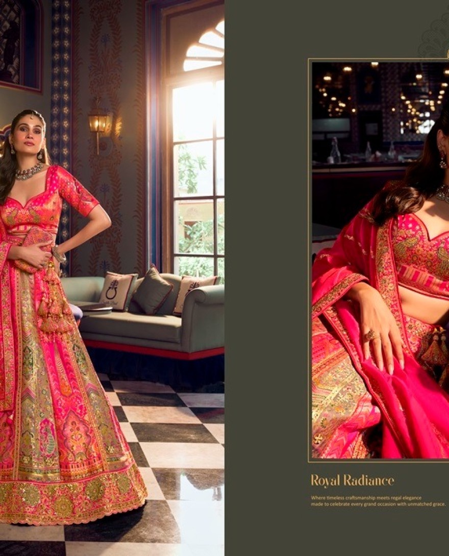 10381 - Amazing Multi Colour Banarasi Embroidered Lehenga Choli for Engagement
